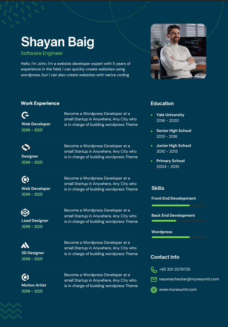 Template 2 resume template preview